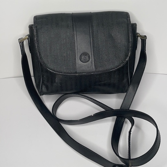 Fendi Handbags - Authentic FENDI Vintage Black Leather Stripe Crossbody Bag